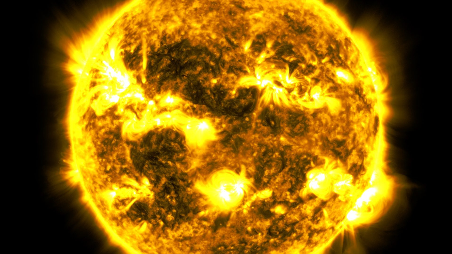 This 10-year time lapse of the Sun at 17.1 nanometers (an extreme ultraviolet wavelength that shows the Sun’s outermost atmospheric layer – the corona) shows the rise and fall of the solar cycle and notable events, like transiting planets and solar eruptions.